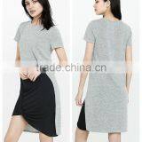 Fashion Design Womens Short Sleeve Side Split T Shirt Soft 100% Cotton Plain Solid Grey T Shirt Loose Longline T Shirt Dress thumbnail-1