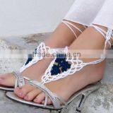 Latest Fashion Contrasted Color Ladies Highheel Crochet Sandals thumbnail-2