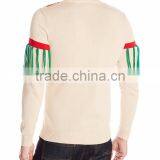 Men Light Kahki Sweater Faux-Savage Trim Pattern Christmas Sweater Knitting Pattern s thumbnail-2