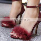 Zm50271b 2017 Europe New Style Feather High Heels Women Sandals Hollow Out Sexy Latest High Heel Ladies Shoes thumbnail-3