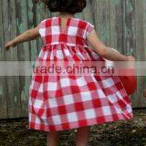 Red Gingham Kid Dress Summer Toddler Girls Clothes Checked Baby Girl Frocks thumbnail-3