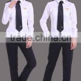 Juqian Custom Top Quality Airline Uniform Long Sleeve Women White Cotton Commander Women Pilot Uniform Shirt in China thumbnail-6