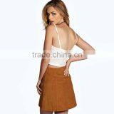 A Line Button up Corduroy Short Mini Skater Skirts for Women thumbnail-2