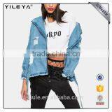 2017 New Design Jeans Women Clothing Long Patch Lady Denim Jacket thumbnail-1