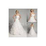 A Line Beaded Organza Sweetheart Wedding Dresses Strapless Ball Gowns thumbnail-1