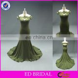 LN142 New Fashion Lace Off The Shoulder Long Train Olive Green Real Sample Mermaid Evening Dress