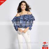 Stripe Necking Printed Women Apparel Dongguan Garment Manufacturer thumbnail-1