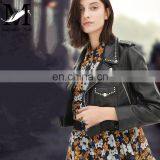 High Quality Women Fashion Long Sleeve Zipper Design Leather Jacket thumbnail-4