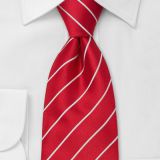 Red Digital Printing Mens Jacquard Neckties Striped Double-brushed