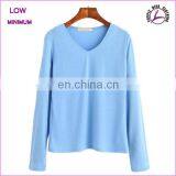 Women Blank Cotton v Neck Long Sleeve t Shirt Wholesale Tshirts thumbnail-1