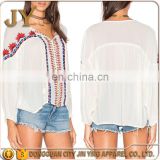 Hot selling women tops and blouses blouse cutting stitching ladies blouse image
