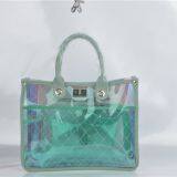 Korean Style Ladies Green Clear Jelly Bag Cross Body HandbagJL73498# thumbnail-1