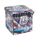 New Design Square Padded Seat Non Woven Folding Stool Storage Stool Ottoman With Storage thumbnail-1