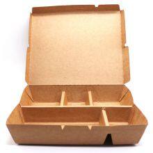 Disposable 2 3 5 Compartment Brown Paper Food Box for Take Away Fast Food Restaurant Salad Sushi Fried Chips thumbnail-4