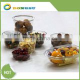 Crystal transparent plastic disposable stuff container with dome or flat lid, supplied by the largest factory Dongsu since 1968