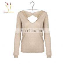 Ladies Deep V Collar Long Sleeve Cashmere Sweater thumbnail-4