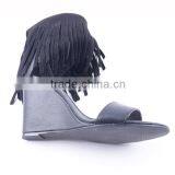 Fashionable Party Wear Wedge Woman Tassel Sandals Cheap With Back Zipper thumbnail-6