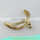 Golden Large Ball Kiss Lock Closure Metal Handbag Frame With Inner Chian Loop