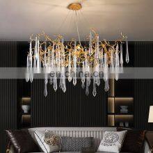Modern Hanging Lighting Luxury Circle Rings Pendant Light Ceiling Gold LED Crystal Chandelier Luxury Copper Metal Lighting thumbnail-3