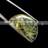 Top Quality Natural Rutile Cabochon Gemstone / Smooth Rutile Cabochon Stone / Yellow Rutile Quartz Fancy D Shape Rutile thumbnail-2
