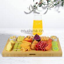 Large High Quality Bamboo Cheese Board Charcuterie Platter Knife Set With Snack Tray thumbnail-5