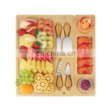 Bamboo Cheese Board Meat Charcuterie Platter Serving Tray With 4 Cutlery Set thumbnail-4