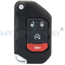 FCC OHT1130261 Keyless / Proximity Smart Flip Key 4 Button 433Mhz 4A Chip for 2018 -2021 Jeep Wrangler Gladiator P/N 68416784AA thumbnail-1