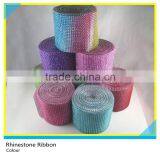 Wholesale Acrylic Rhinestone Trimming Rainbow Color Rhinestone Wrap Ribbon thumbnail-2
