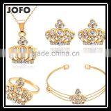 Chic Style 18K Gold Plated Crown Earrings Necklace Ring Bangle Jewelry Set thumbnail-1