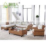 Nice Design Hand Woven Classic Water Hyacinth Seagrass Natural Rattan Wicker Living Room Furniture L Shape Sectional Sofa Set thumbnail-3