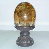 2.5" (63mm) Dia Wooden Drapery Rods With Clear Amber Crackle Egg Ball Curtain Finials