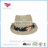 Wholesale Printing Band 100%Paper Straw Vintage Fedora Hats thumbnail-1