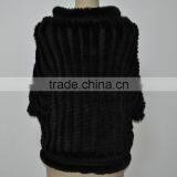 Women Fashion Knitted Real Rabbit Fur Jacket LK16F012 thumbnail-2