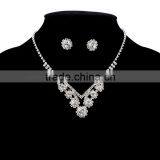 Fashion Silver Plated Flower Crystal Diamond Jewelry Set thumbnail-1
