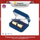 High Quality Single Leather Cufflink Box /Custom Blue PU Cufflinks Gift Boxes