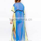 Self-tie Color Block Beach Kaftan Dress Long Chiffon Kaftan thumbnail-3