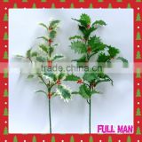 Christmas Decoration H60cm Plastic Red Berries/Silk Leaves Christmas Holly Branch