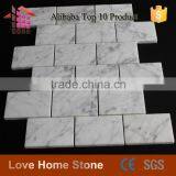 Carrara Marble Italian White Bianco Carrera Brick Mosaic Wall Tile For Subway thumbnail-4