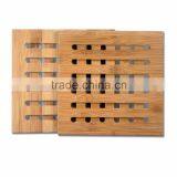 2-pack Lattice Bamboo Wooden Trivet Pot Pan Insulation Mat thumbnail-3