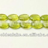 Dyed Green Cracked Crystal OvalGemstone Beads