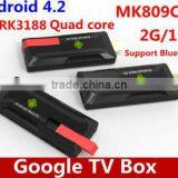 NEW MINI MK809C RK3188 Quad Core A9 Google Android 4.2 With Bluetooth 2G/16G WiFi USB HDMI Internet Game Smart TVBox Stick