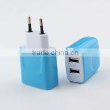 Portable 2 USB Ports Mobile Phone Travel Charger With US / EU Plug thumbnail-3