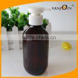 PET Materail 300ml Amber Plastic Shampoo Bottle With Pump Dispenser