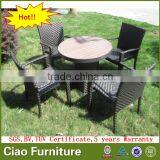 Patio Furniture Garden Coffee Set Teak Wooden Table and Rattan Chair thumbnail-2