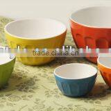 Beautiful Corrugated Glazed Ceramic Bowl thumbnail-1