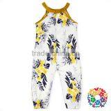 Boutique Newborn Baby Outfit Vintage Grey Yellow Floral Jumpsuit thumbnail-3