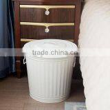 Galvanized Iron Compost Bin Trash Bin Laundry Bin Flower Planter With Handle and Lid thumbnail-2