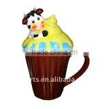 Ceramic Cupcake Mug With Lid, Cow thumbnail-1