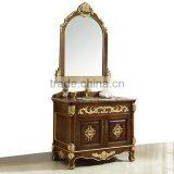 Vintage Ornate Baroque Reproduction Italian Style Solid Wood Bathroom Cabinet With Brown Marble Countertop BF12-06144b thumbnail-1