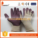 DDSAFETY Beige T/C Linner Magenta Latex Coating Safety Cotton Industry Gloves